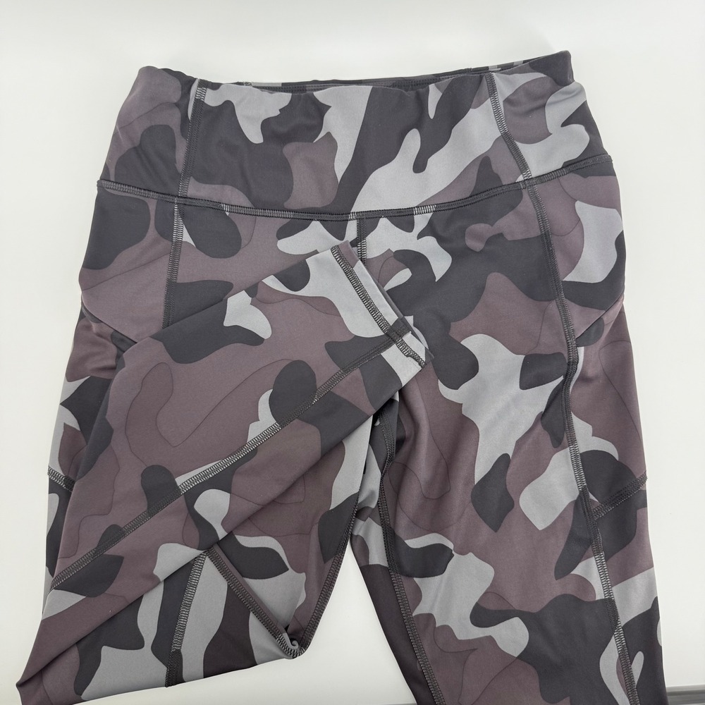 Athleta Womens Grey Camo High Rise Leggings Side Pockets Size S RN 54023